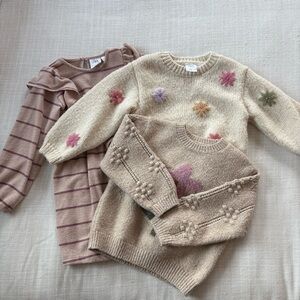 Zara Beige and Pink Kids Sweater Set